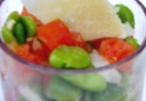 salade de fèves aux tomates et parmesan